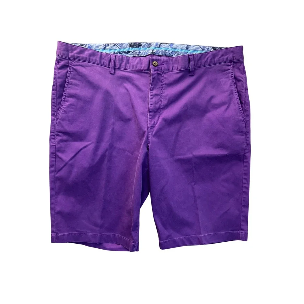 Tommy Bahama Boracay Chino Shorts Mens 42 Purple Stretch Cotton Tencel 12 Inseam